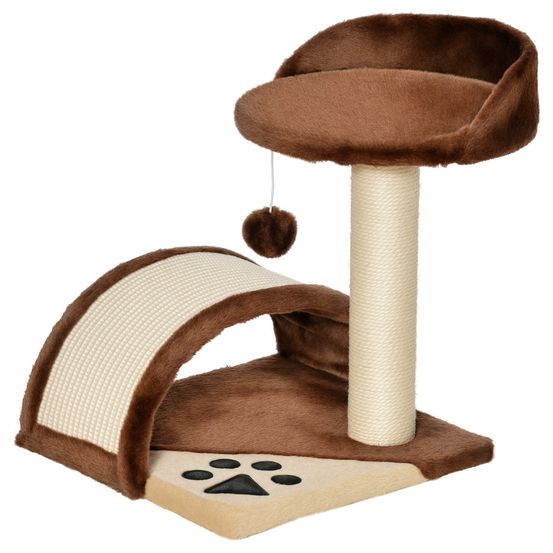 Mini arbre à chat avec arche en bois pour petits espaces avec griffoir 35x37x46cm marron
