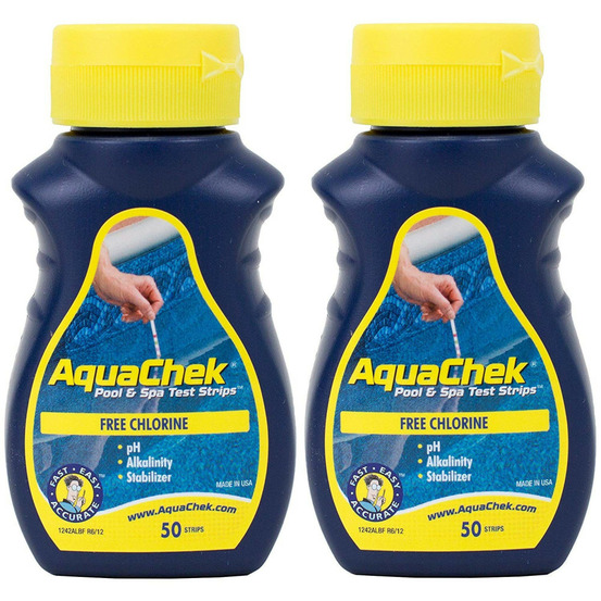 Lot de 2 aquachek testeur de chlore pour piscine et spa, lot de 50 bandelet