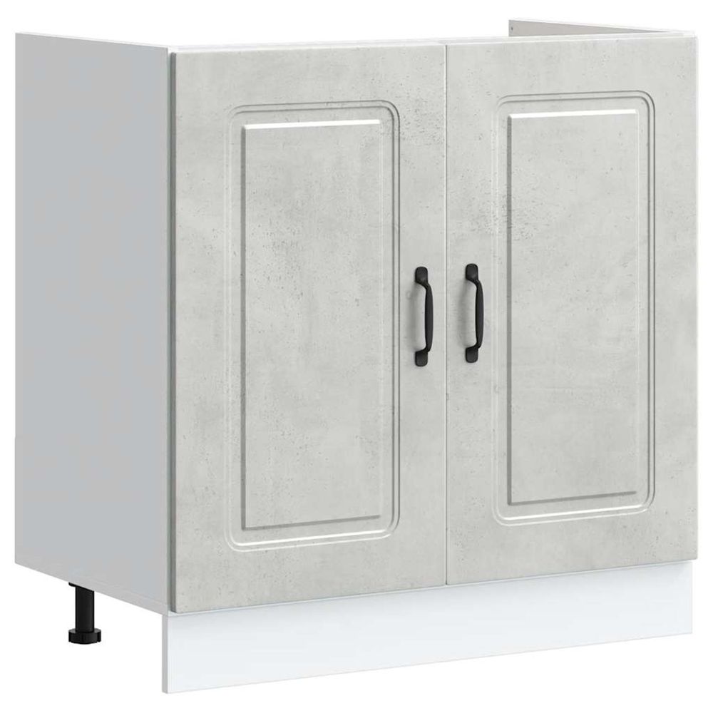 Meuble bas pour évier kalmar gris béton bois ingénierie