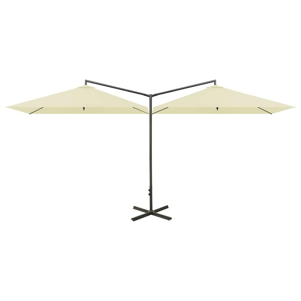 Parasol de jardin double avec mât en acier sable 600x300 cm