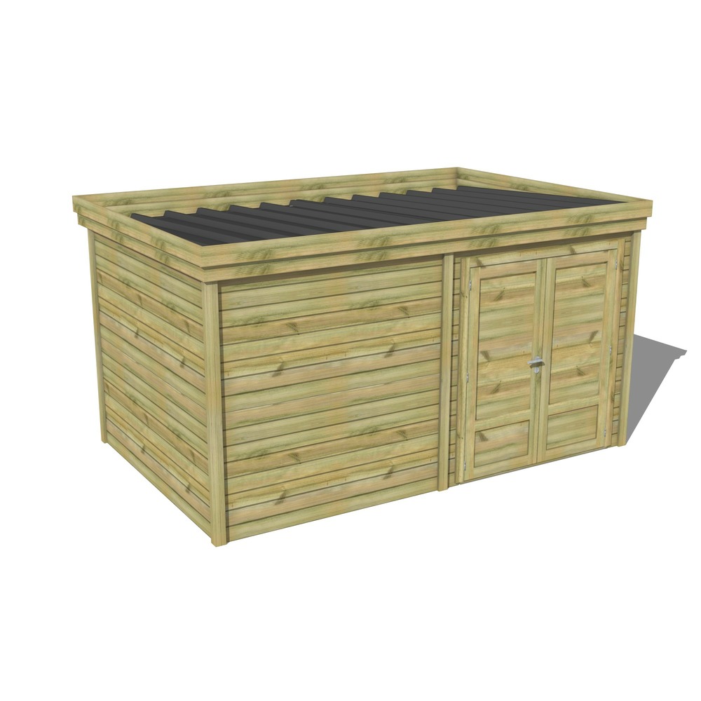 Abri de jardin bois pin traité autoclave 27mm - 5,19x2,64m / 14m2 - bac acier - abri français