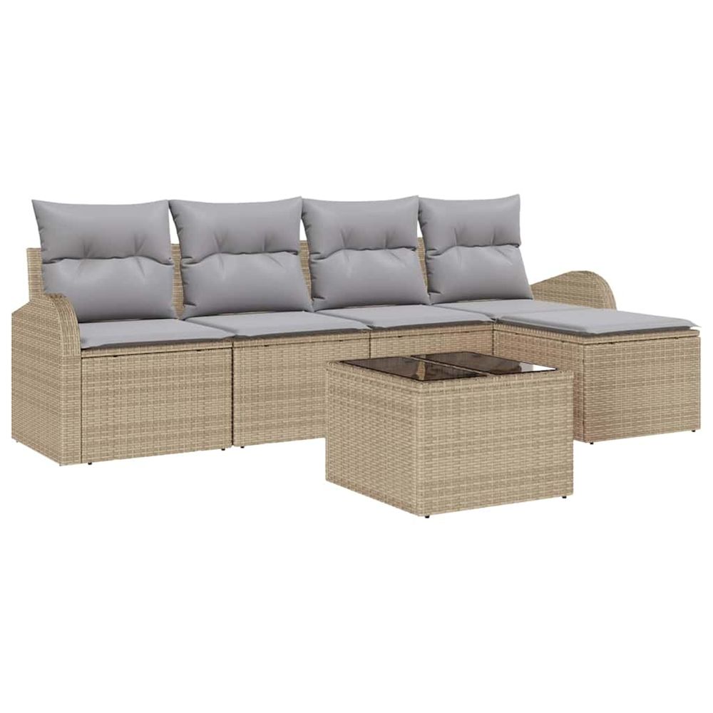 Ensemble de canapés 6 pc beige et gris clair polyrotin