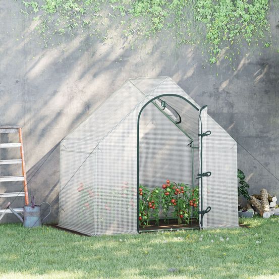 Serre de jardin bâche pe blanche pour potager avec porte enroulable 180x100x168cm - comfortxl outdoor living