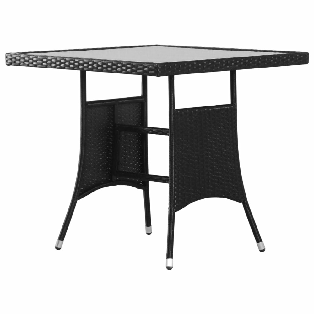 Table de jardin noir 80x80x74 cm résine tressée