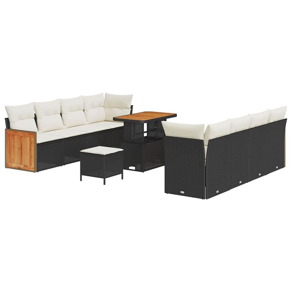 Ensemble de canapé de jardin 12 pcs noir et crème polyrotin