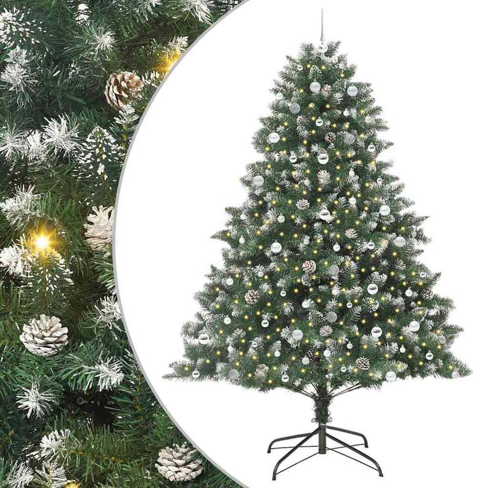 Sapin de noël artificiel vert 240 cm pvc, plastique et acier