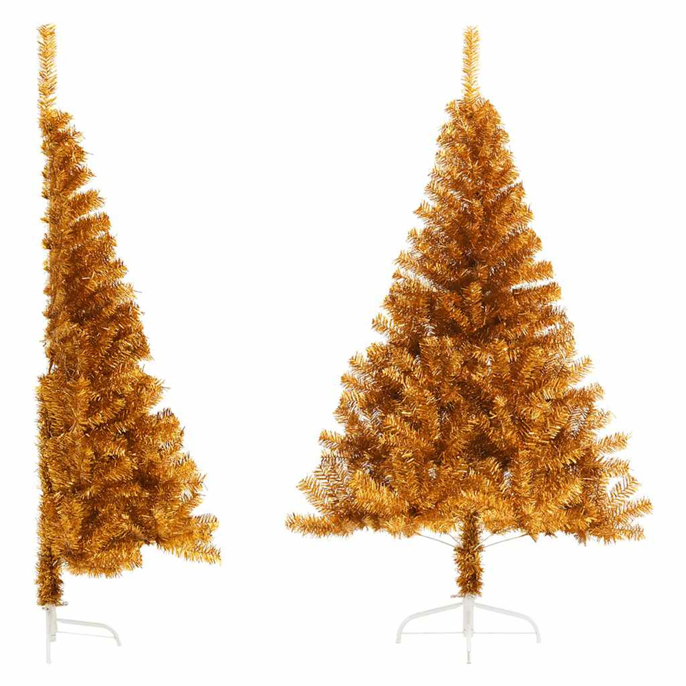 Demi sapin de noël artificiel avec support doré 120 cm pet
