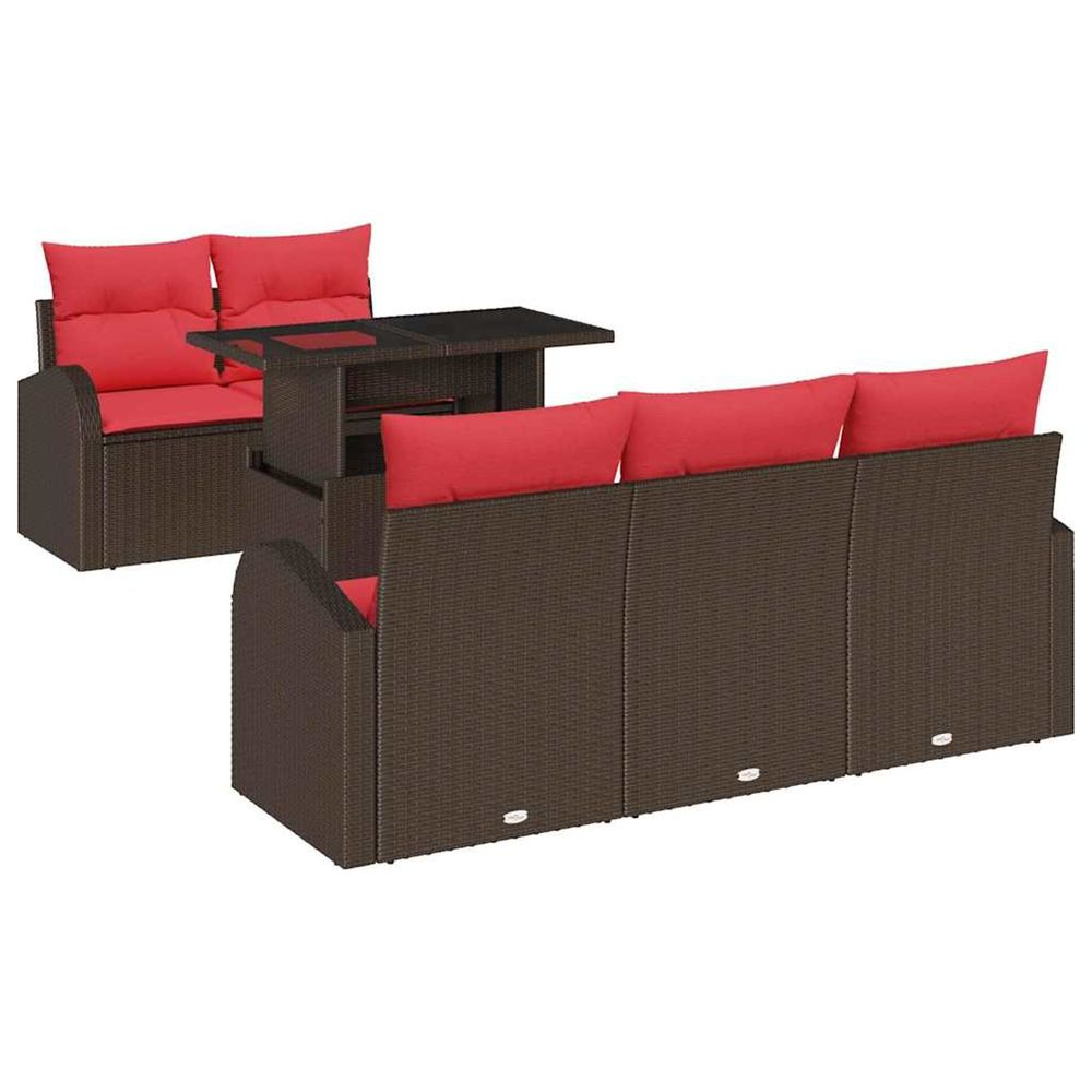 Ensemble de canapé de jardin 6 pc marron polyrotin