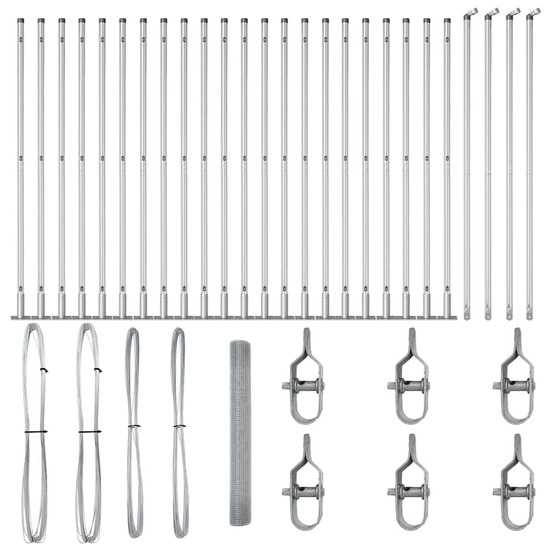 Clôture avec poteaux argent 1.2 x 50 m acier