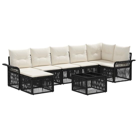 Ensemble de canapé de jardin 8 pc noir polyrotin