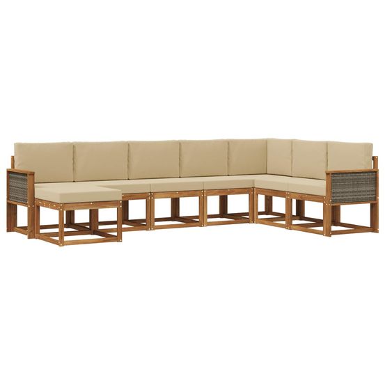 Ensemble de canapés d'extérieur 8 pc naturel et beige