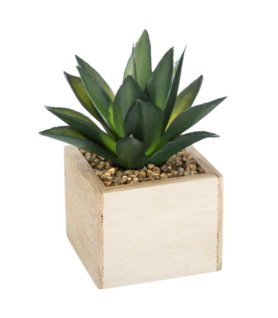 Plante verte artificielle pot en bois