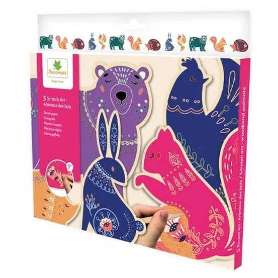 Art à gratter : kit pockets animaux des bois