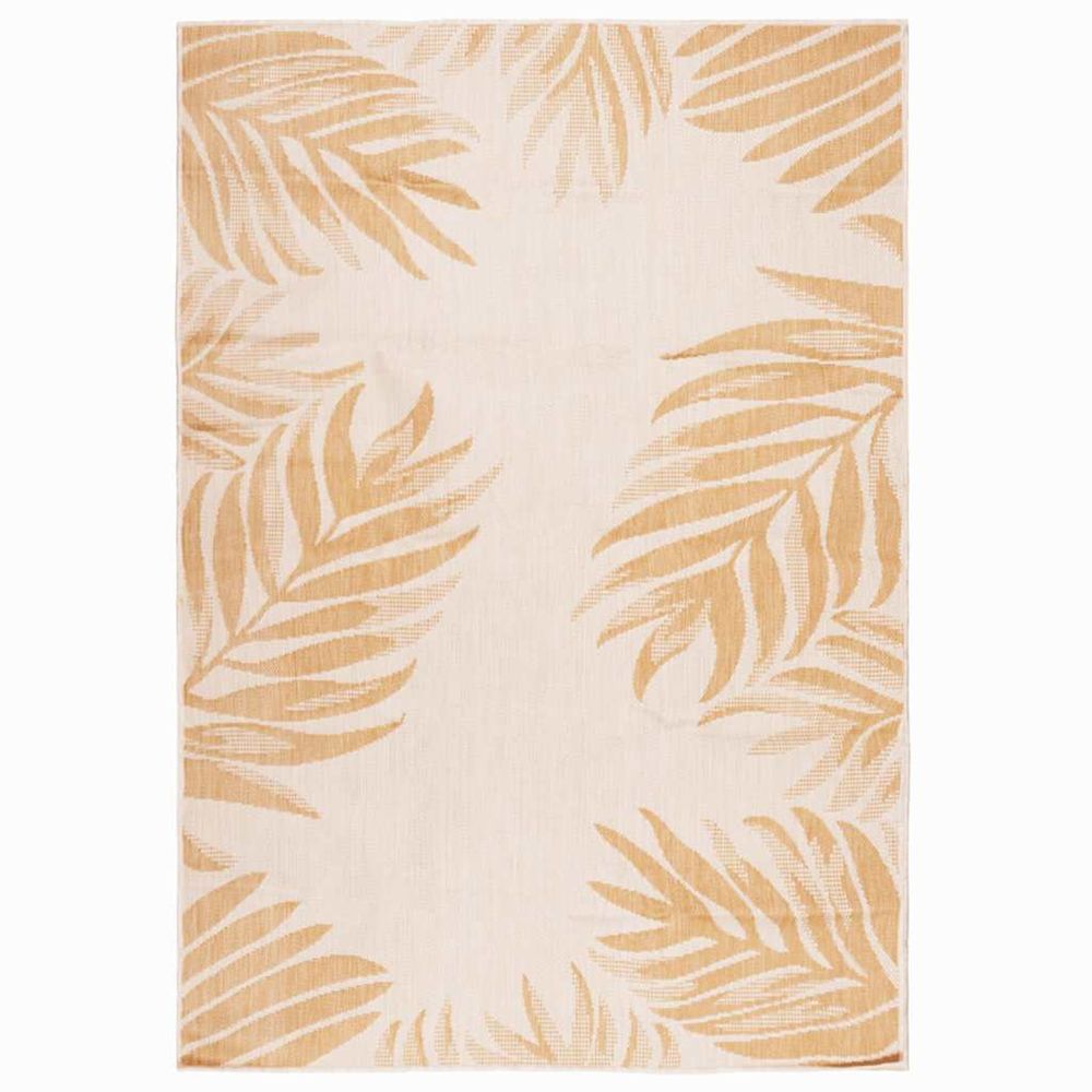Tapis à tissage plat d'extérieur 140x200 cm motif de feuille