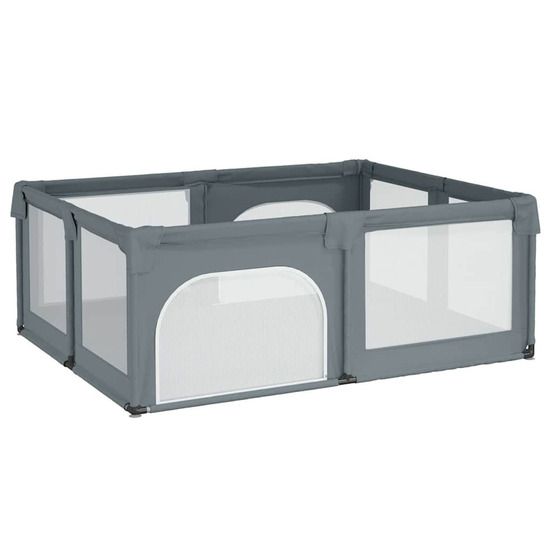 Parc pour bébé avec 2 portes gris clair tissu oxford