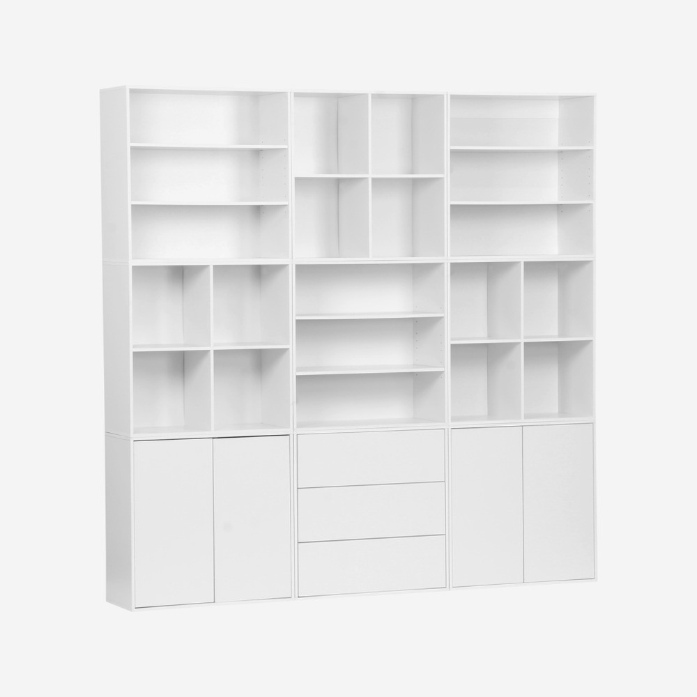 Kit étagère, bibliothèque décor bois 9 éléments 100% modulable l 210 x p 35 x h 210cm - kompo