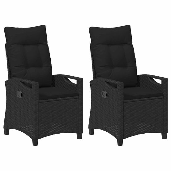 Chaise de jardin 2 pc noir acier et polyester