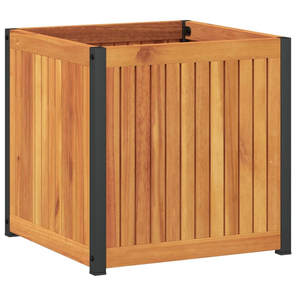 Jardinière d'extérieur 45x45x44 cm bois massif d'acacia et acier