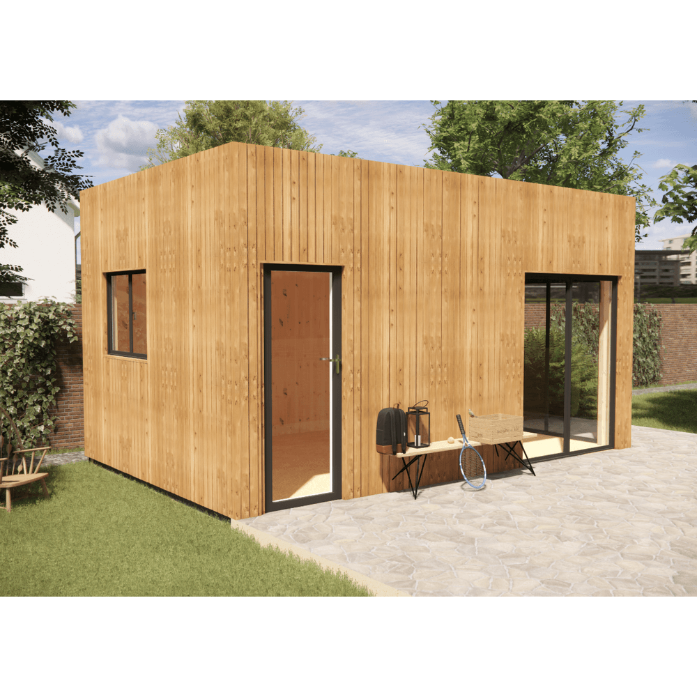 Studio de jardin bien isolé en bois 5,5 x 3,5 x 3,2 m / isolation re2020