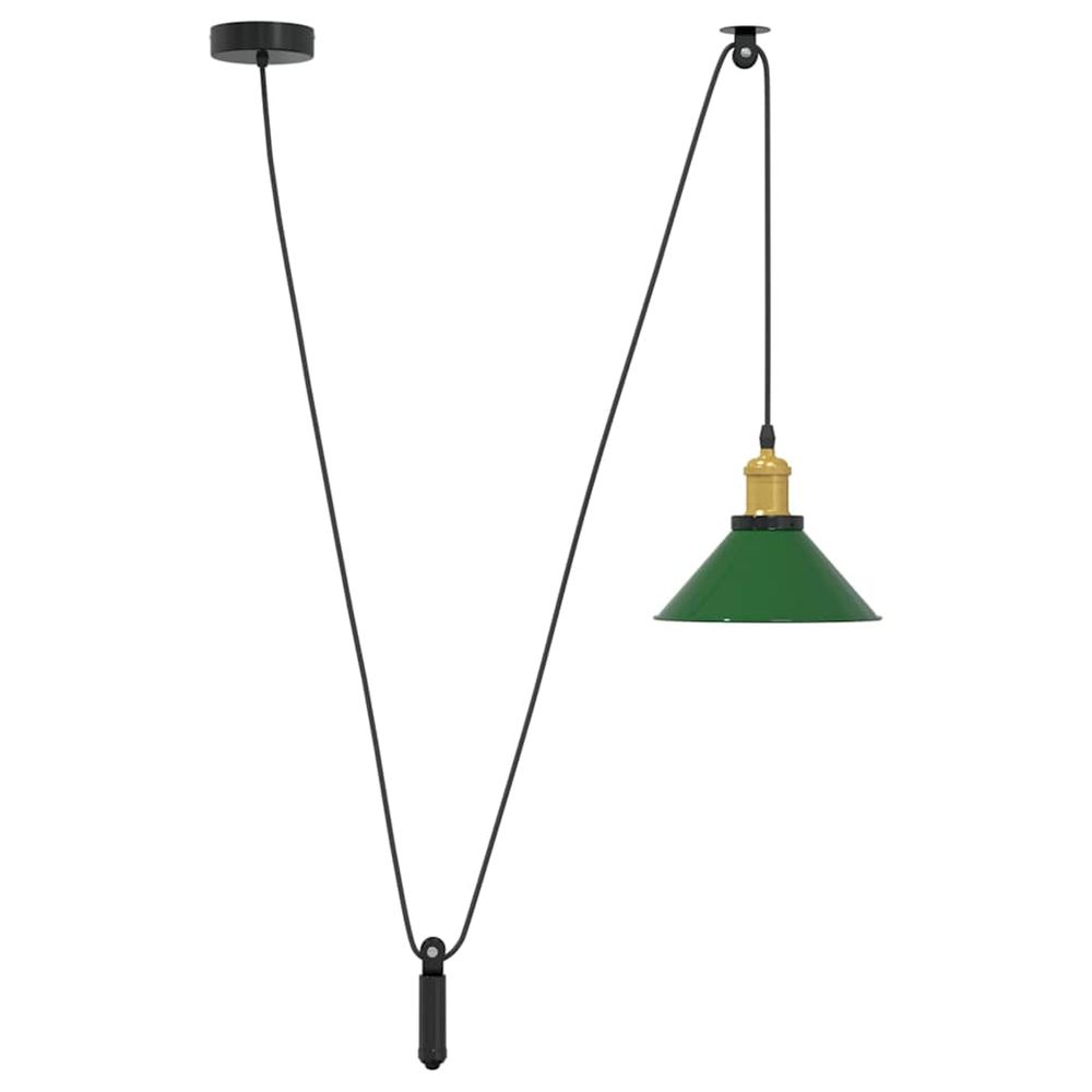 Lampe suspendue réglable hauteur e27 vert brillant ø 22cm métal