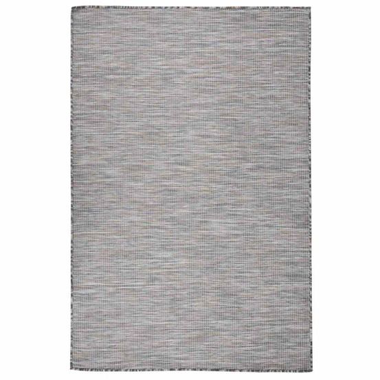 Tapis à tissage plat d'extérieur 120x170 cm marron et bleu