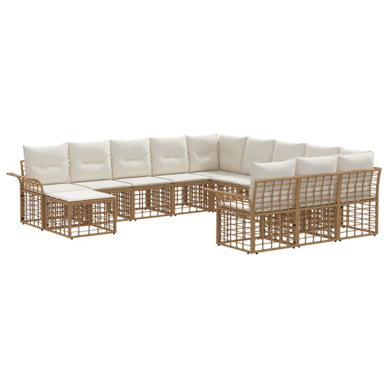 Ensemble de canapé de jardin 12 pcs blanc naturel et crème