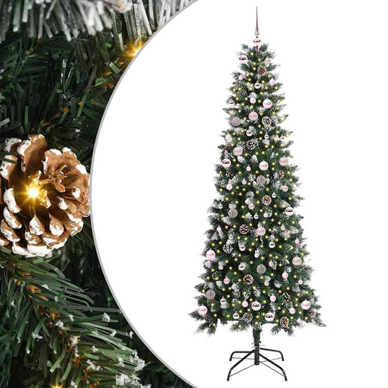 Sapin de noël artificiel vert 240 cm pvc, plastique et acier