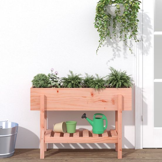 Potager surélevé 101cm bois douglas massif avec étagère pour jardin