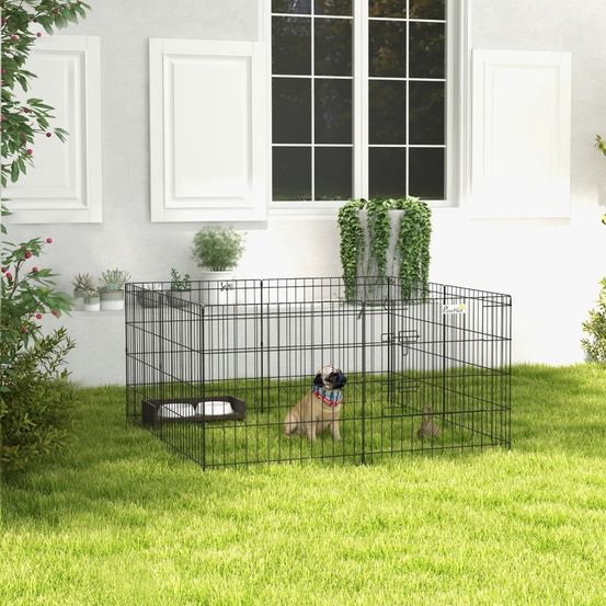 Parc enclos métal chiot petit chien intérieur extérieur modulable 61cm noir