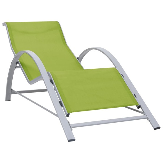 Chaise longue textilène et aluminium vert