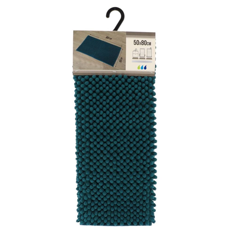 Tapis microfibre boules 50x80 cm - bleu paon