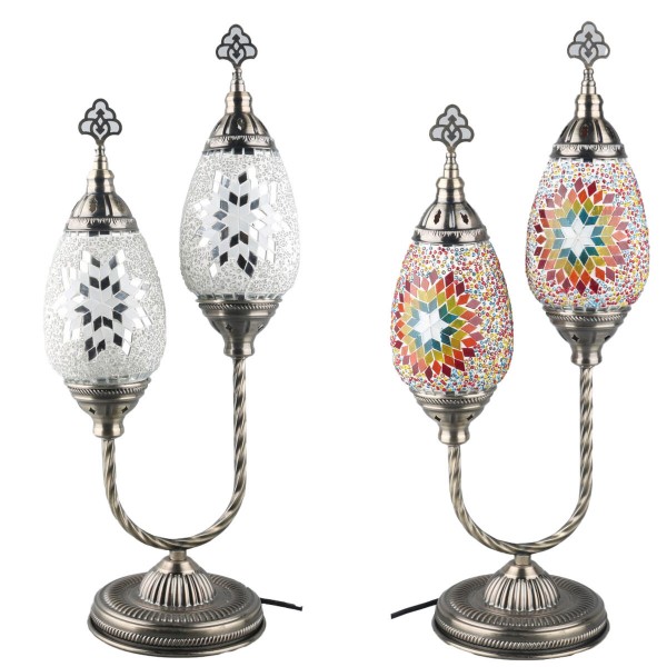 Lampe de bureau  verre mosaïque métal multicouleur arabe (24 x 15 x 55 cm) (2 unités)