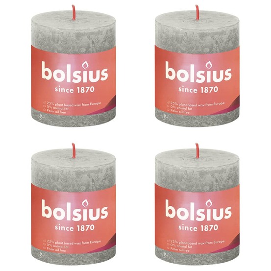 Bougies pilier rustiques shine 4 pcs 80x68 mm gris sableux