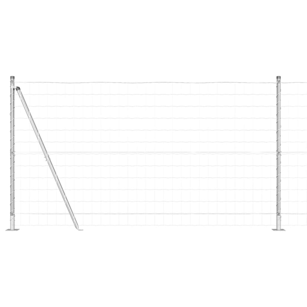 Clôture avec poteau argenté 1,2 x 25 m acier