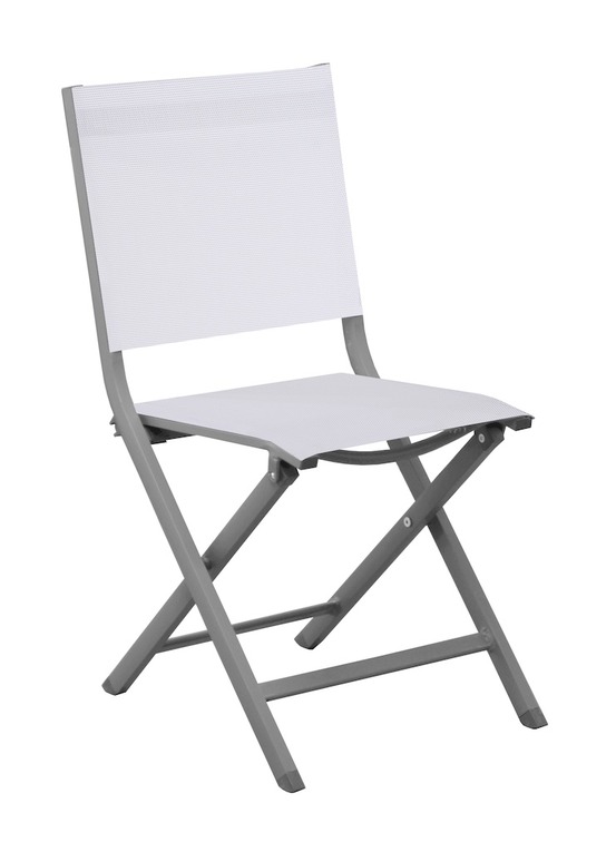 Chaise pliante - thema - aluminium époxy gris - toile tpep chiné blanc