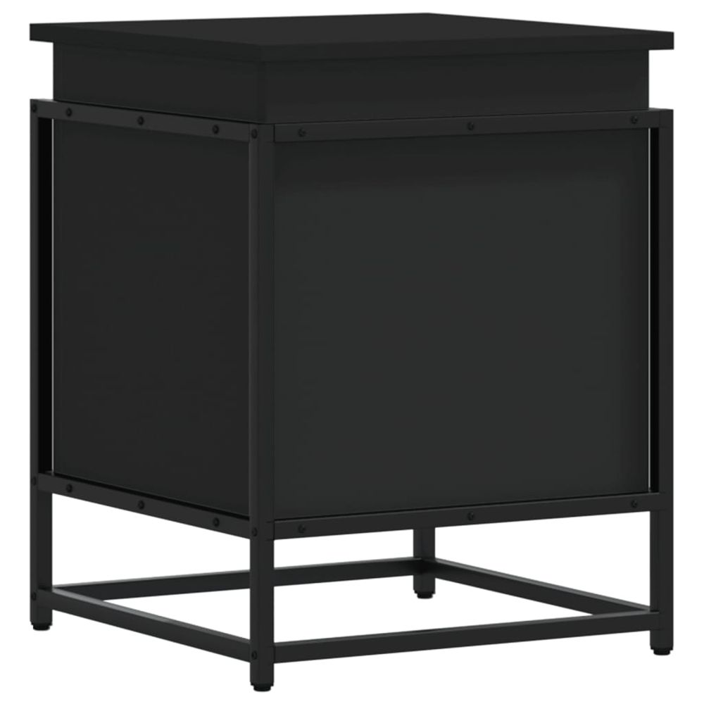 Boîte de rangement avec couvercle noir bois d'ingénierie