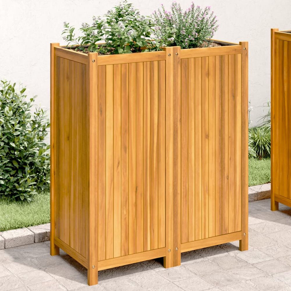 Grande jardinière haute bois d'acacia séparation végétale 84x100 cm