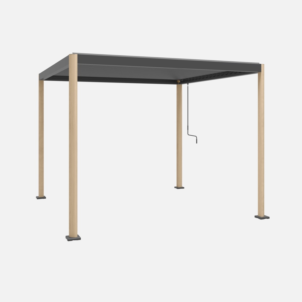 Pergola bioclimatique aux pieds arrondis aluminium et acier lames orientables 3x3m - imperial