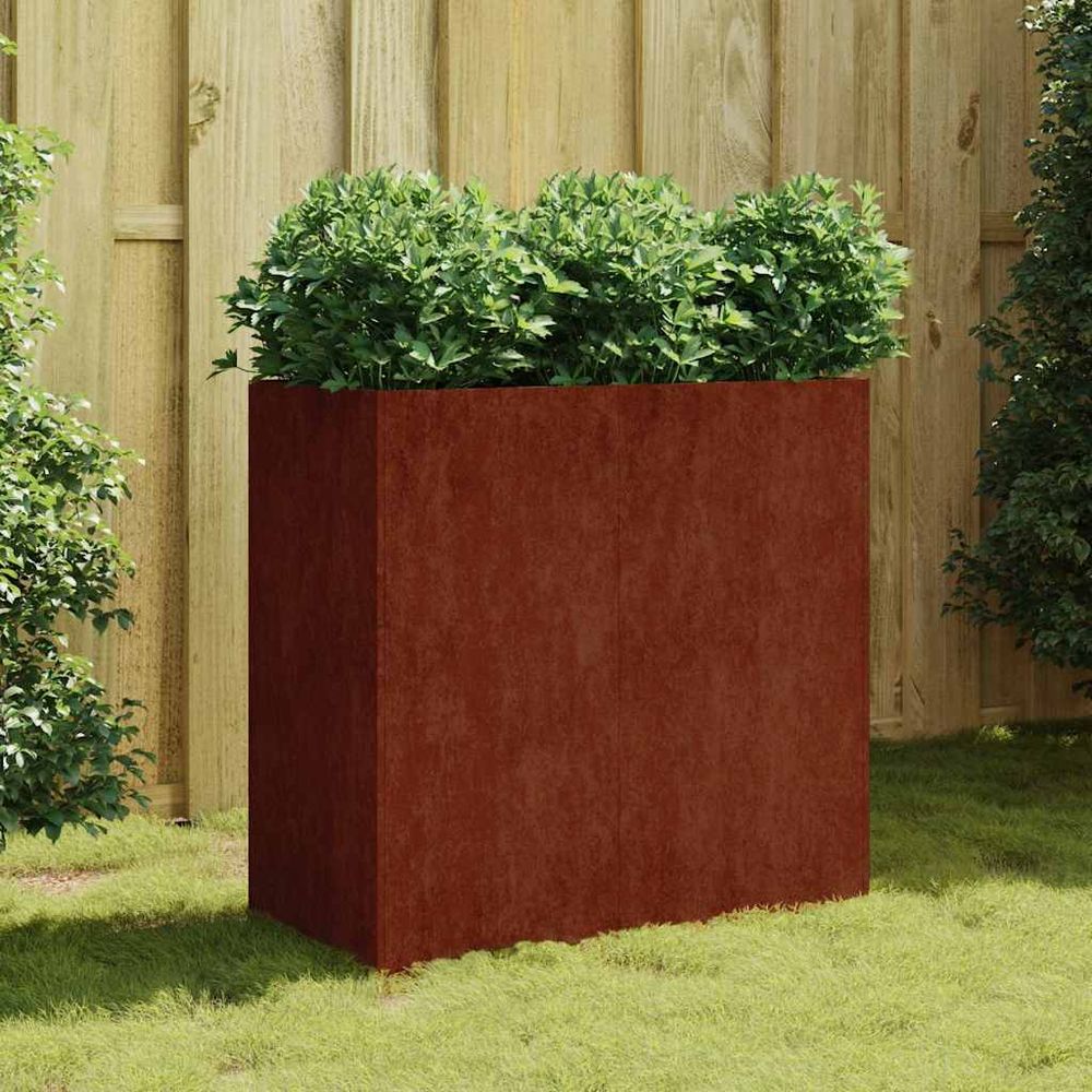 Jardinière haute acier corten pour balcon terrasse bac à fleurs vertical 80x40x80 cm