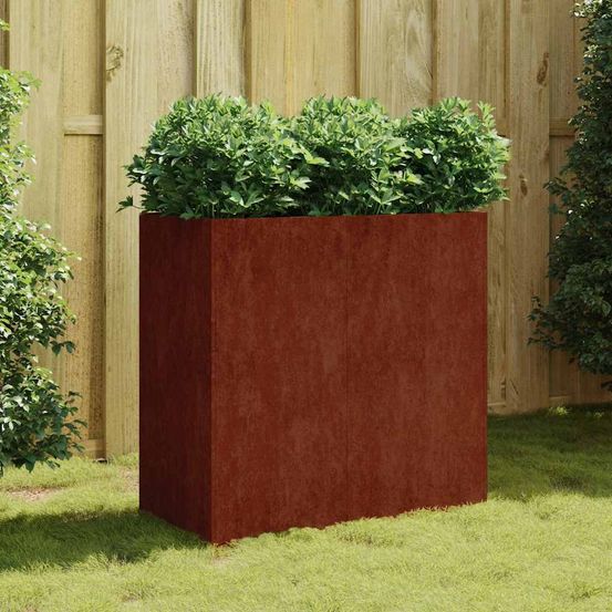 Jardinière haute acier corten pour balcon terrasse bac à fleurs vertical 80x40x80 cm