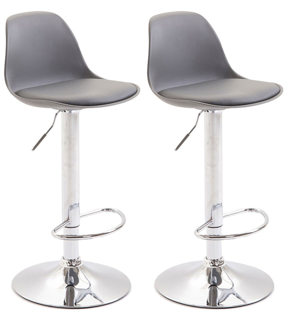 Lot de 2 tabourets de bar kiel plastique chromé