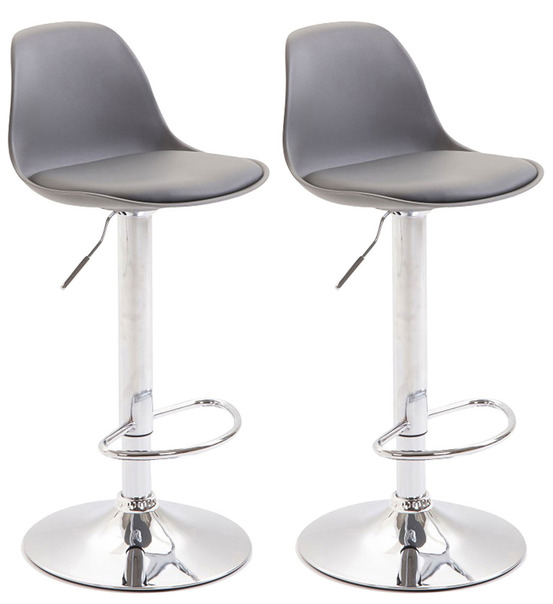 Lot de 2 tabourets de bar kiel plastique chromé