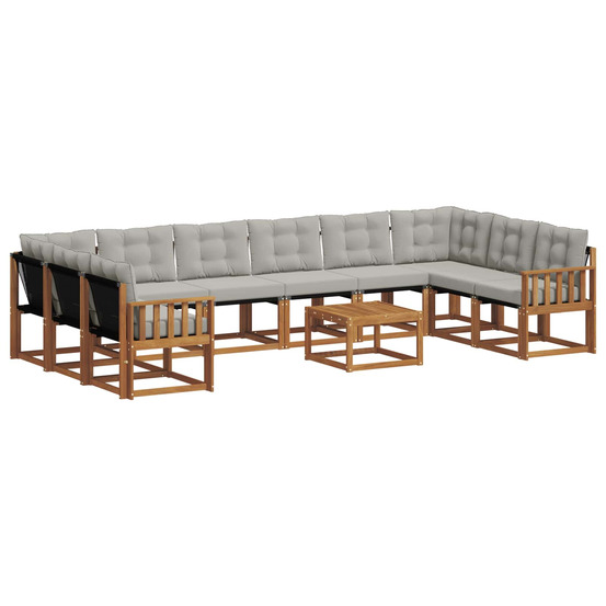 Ensemble de canapés d'extérieur 11 pcs gris naturel et clair