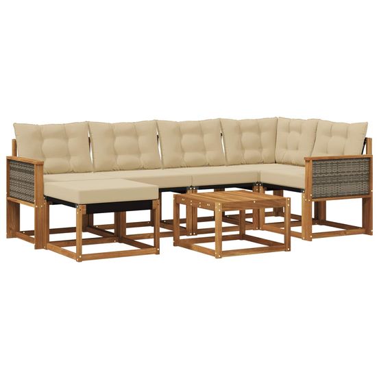 Ensemble de canapés d'extérieur 7 pc naturel et beige