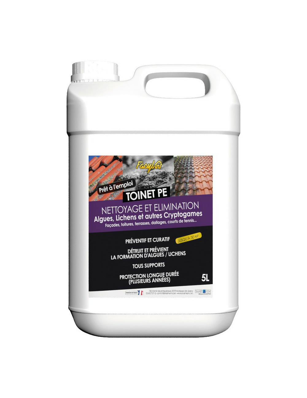 Nettoyant et traitement des toitures et facade toinet pe bidon 5 l