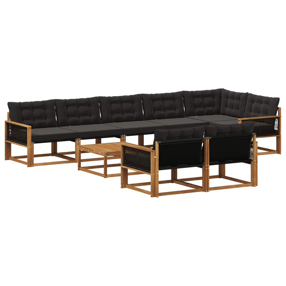 Ensemble de canapés d'extérieur 9 pcs naturel et noir