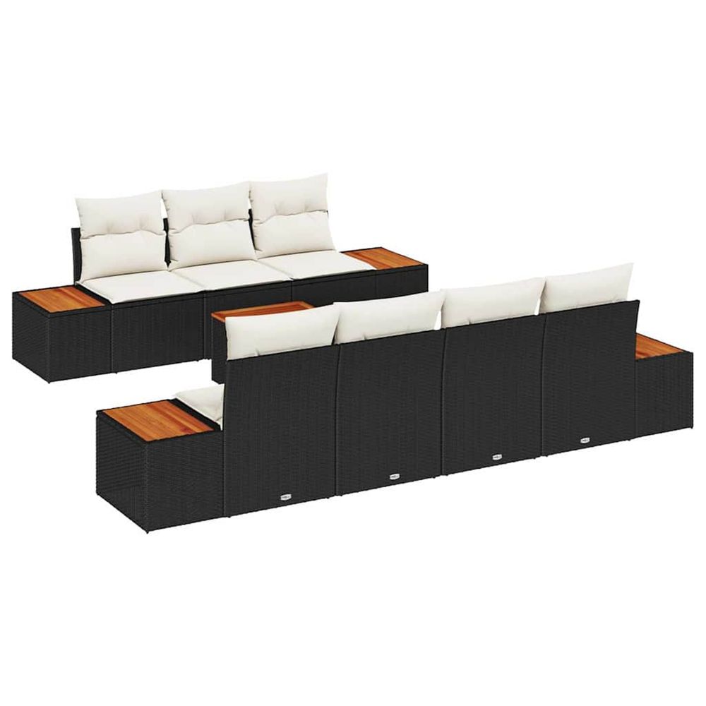 Ensemble de canapé de jardin 8 pc noir poly rotin