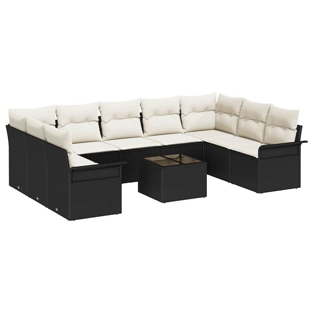 Ensemble de canapé de jardin 10 pc marron polyrotin
