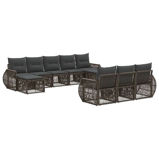 Ensemble de canapé de jardin 10 pc gris et gris foncé polyrotin