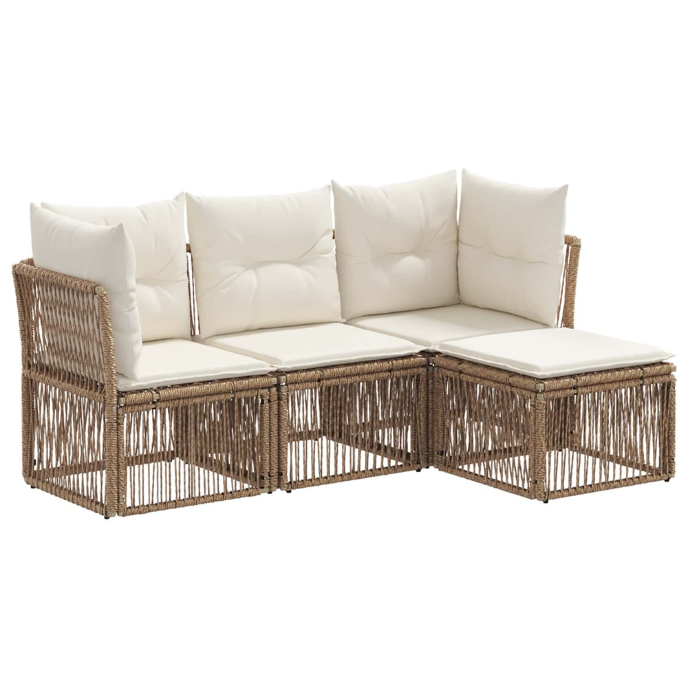 Ensemble de canapé de jardin 4 pcs beige polyrotin